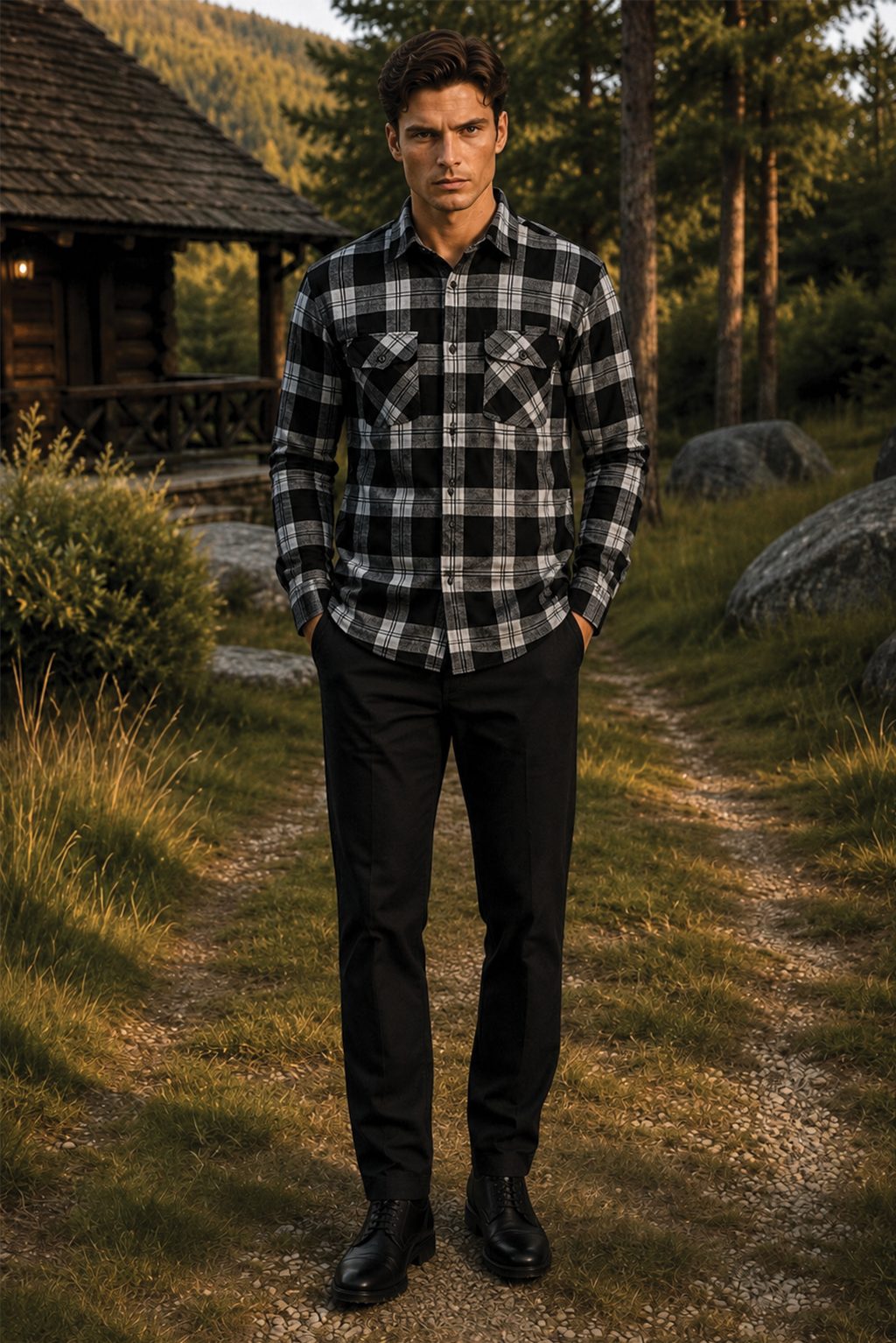 Aspen Flannel Long Sleeve Shirt - Black