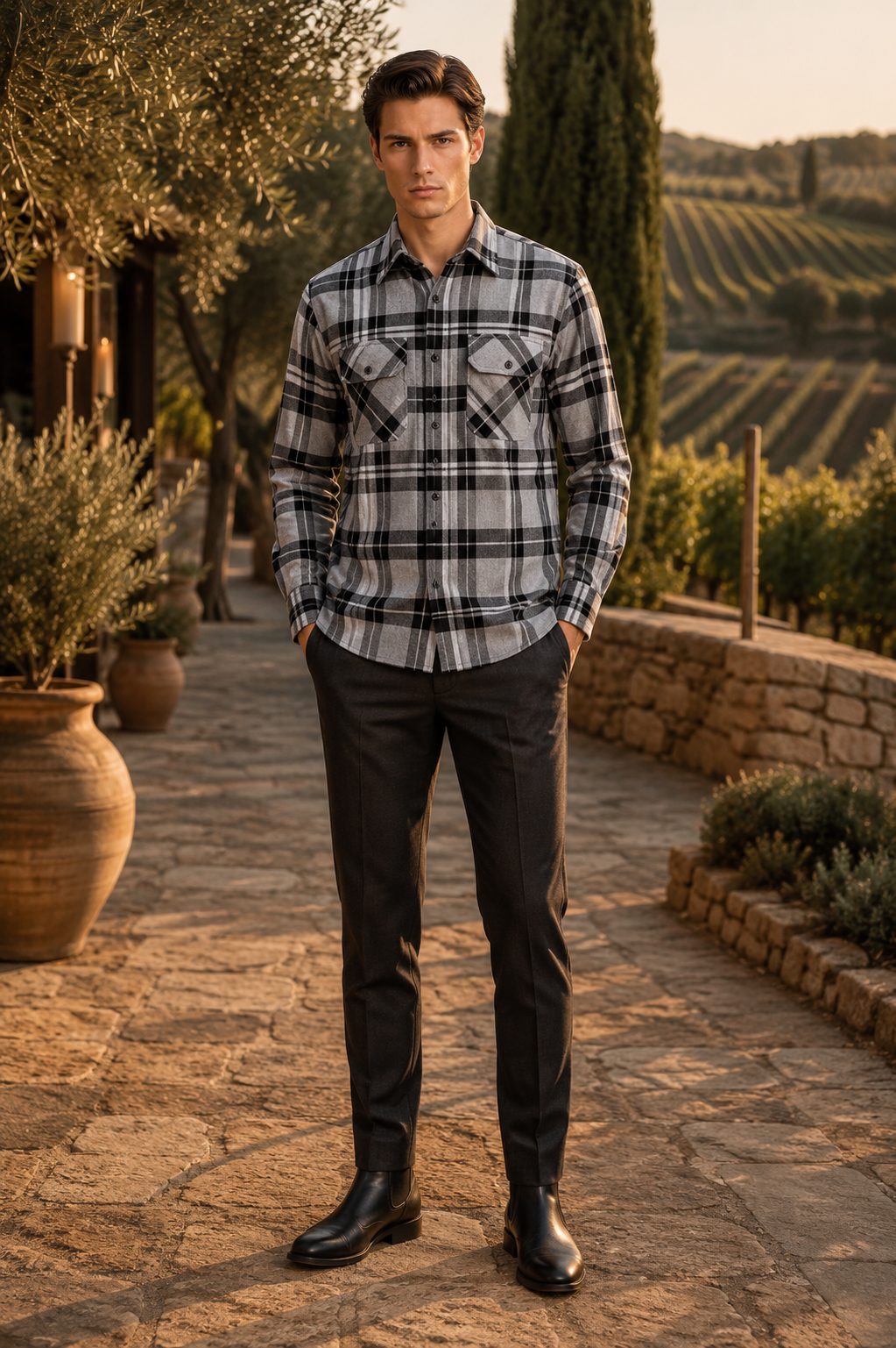 Aspen Flannel Long Sleeve Shirt - Light Grey