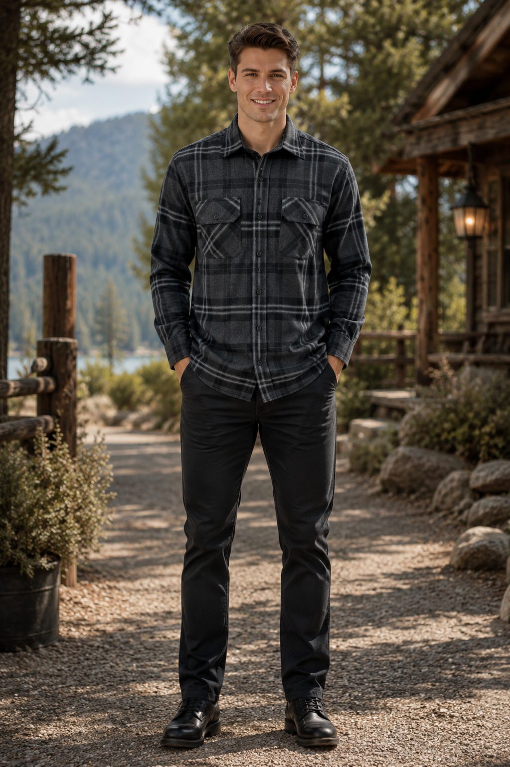 Aspen Flannel Long Sleeve Shirt - Dark Grey