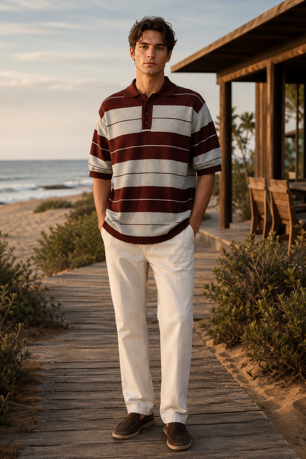 Highland Stripe Sweater - Burgundy