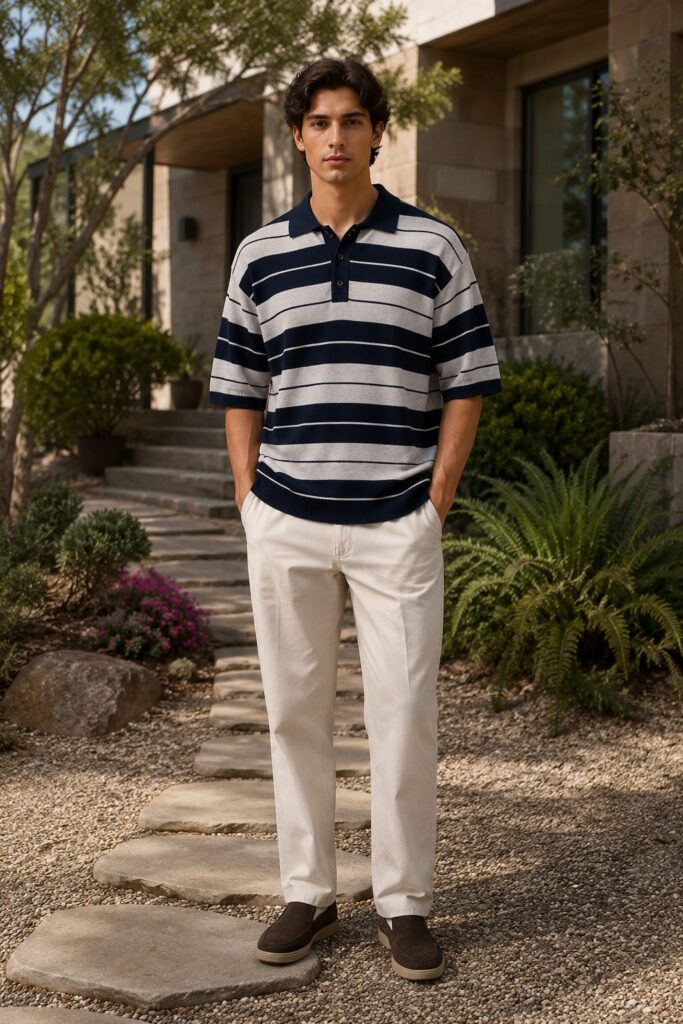 Highland Stripe Sweater - Navy