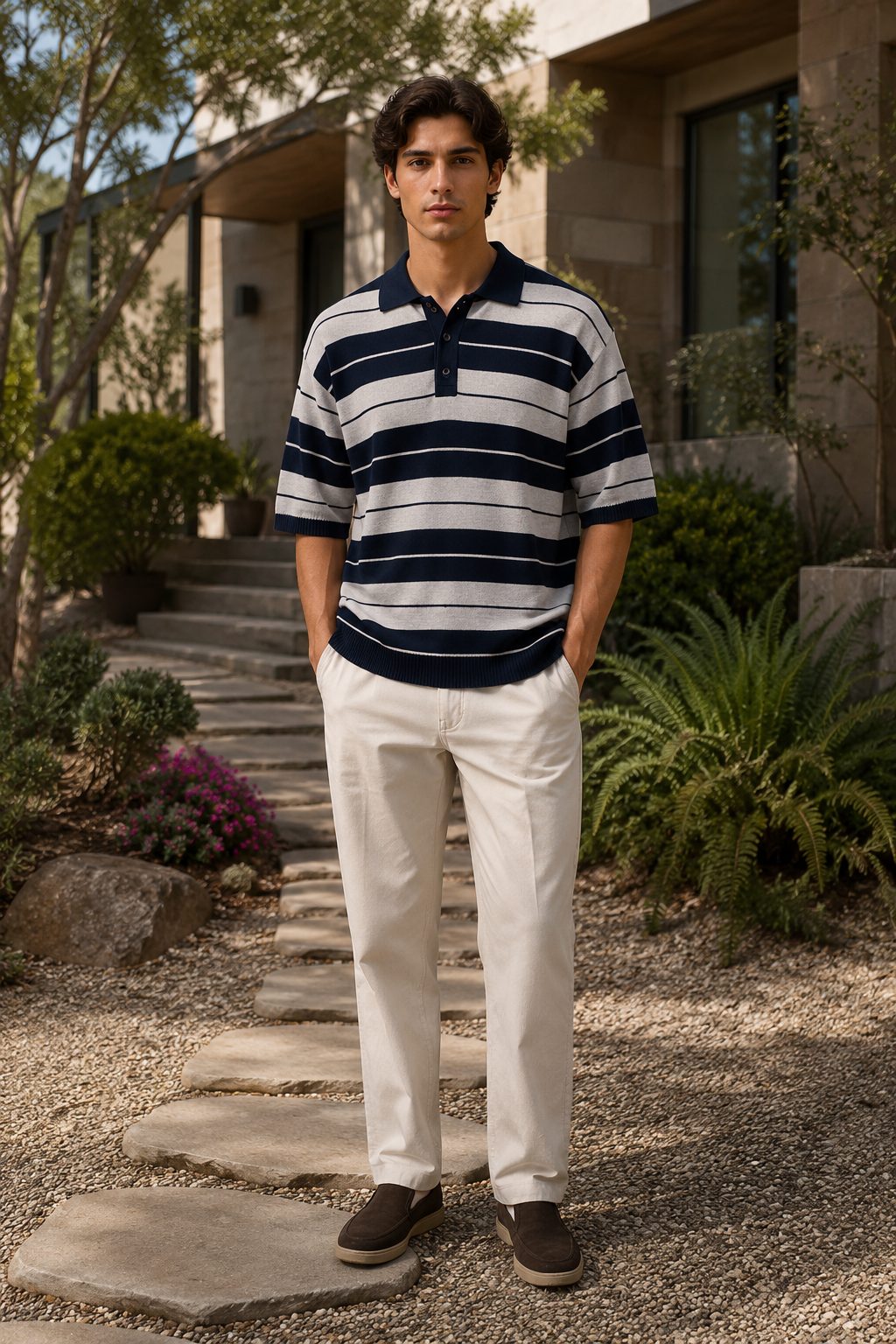 Highland Stripe Sweater - Navy