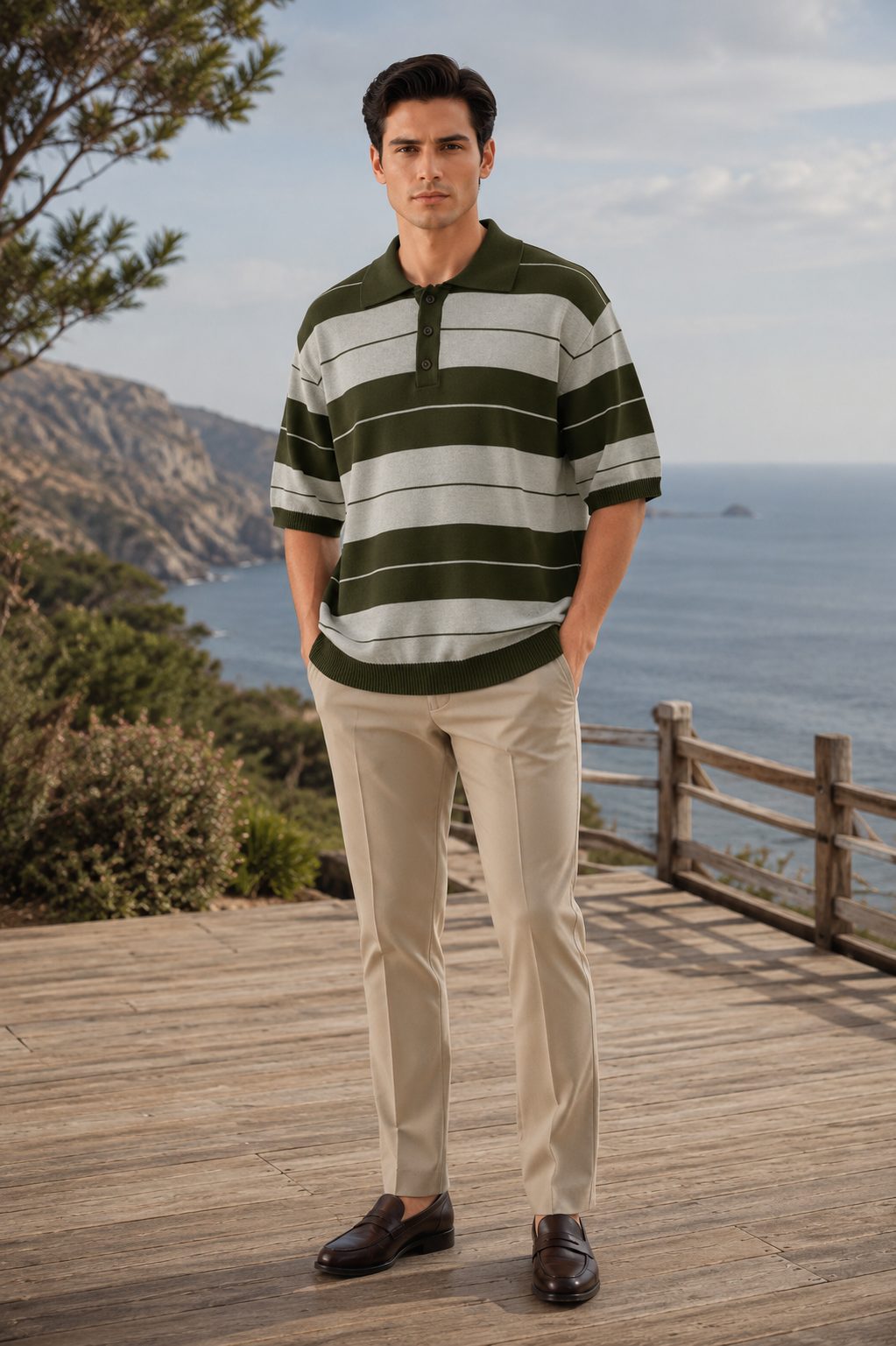 Highland Stripe Sweater - Olive