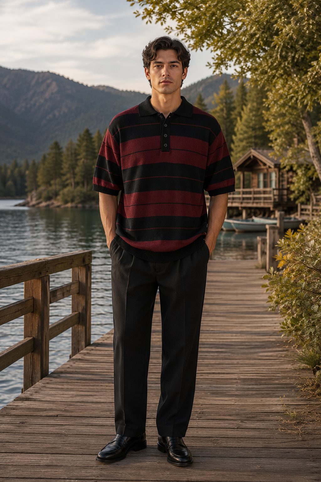 Highland Stripe Sweater - Burgundy