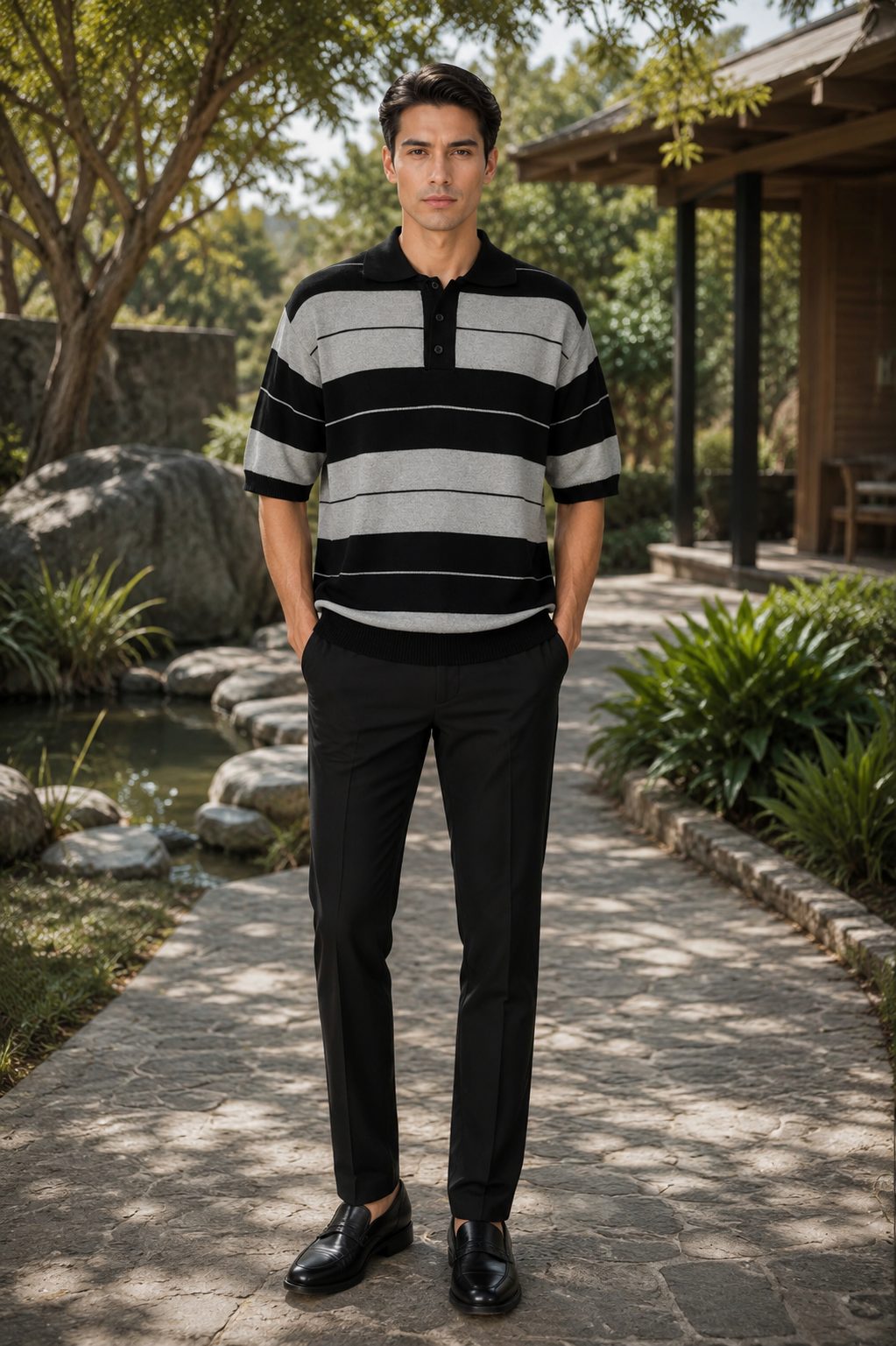 Highland Stripe Sweater - Light Grey