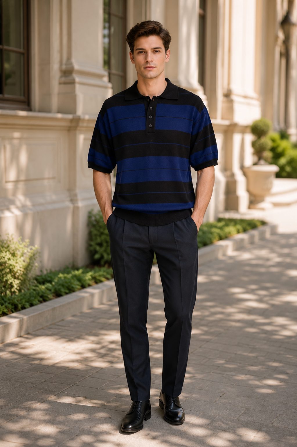 Highland Stripe Sweater - Navy