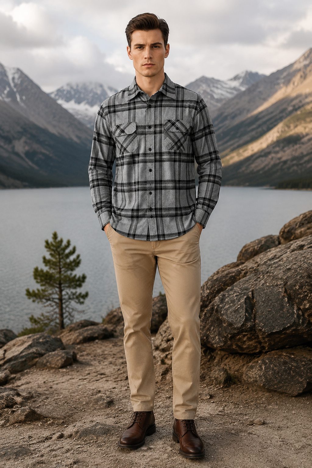 Timber Flannel Long Sleeve Shirt - Light Grey
