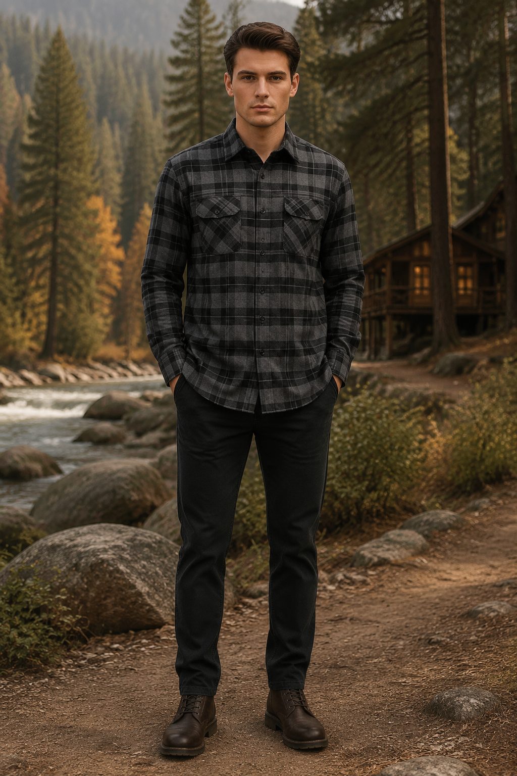 Timber Flannel Long Sleeve Shirt - Dark Grey