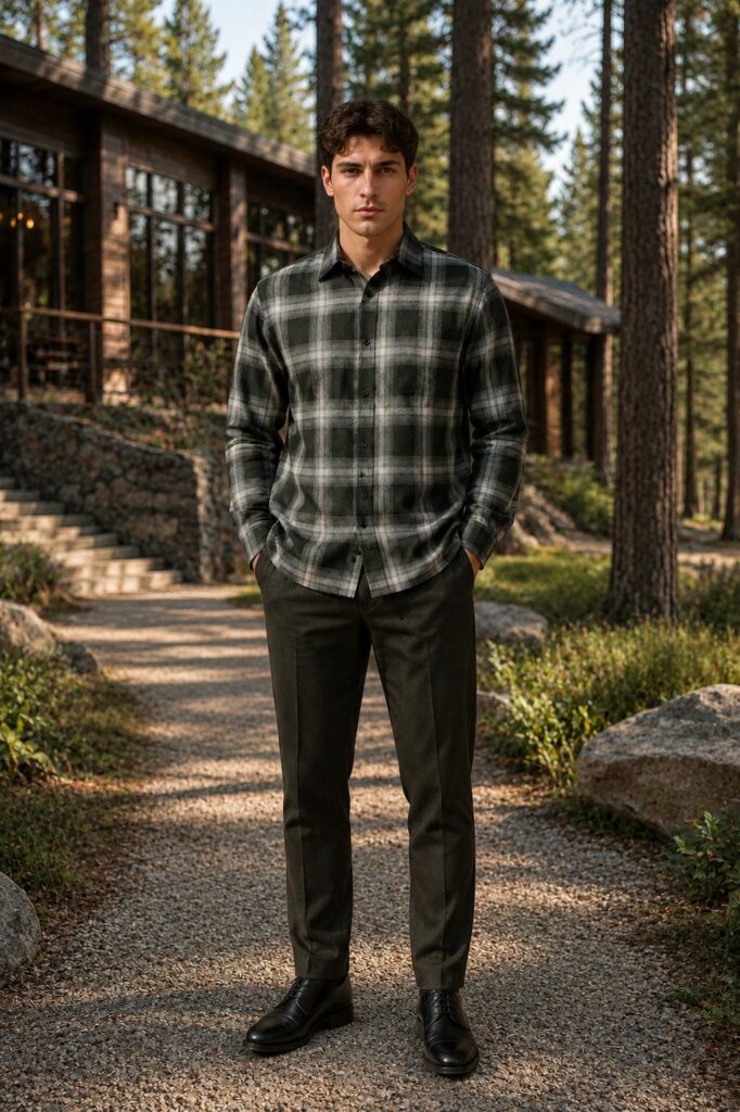 Cedar Long Sleeve Check Shirt - Olive