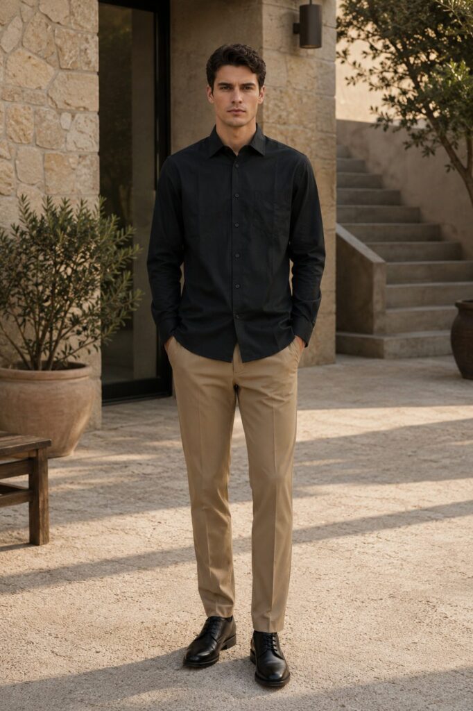 Meridian Twill Long Sleeve Shirt - Black